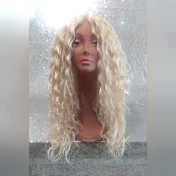 Platinum blonde curly fashion wig - Picture 2 of 7